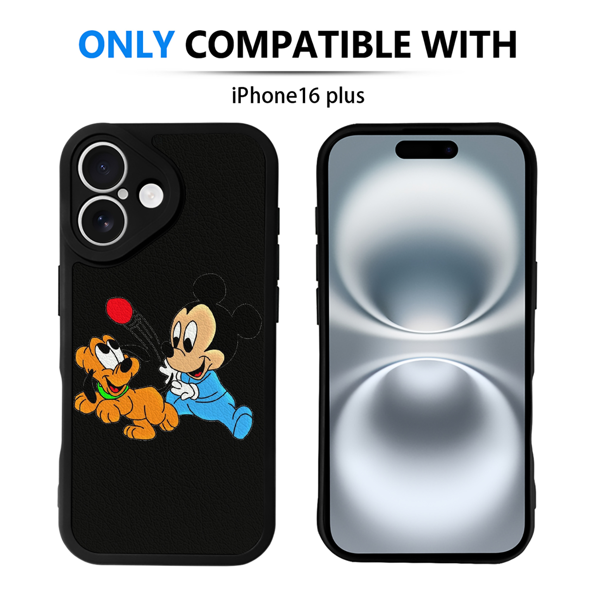 （画像用） ミッキーマウス Mickey Mouse 【iPhone 16シリーズ対応】シリコンスマホケース（レザー調） 材質：シリコン